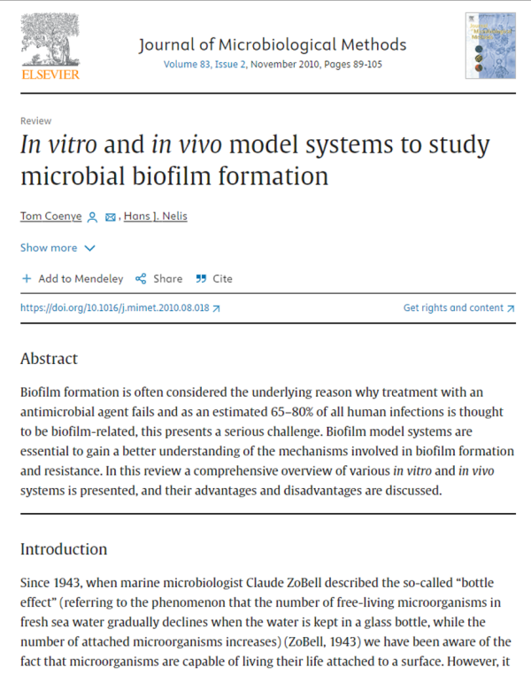 In vitro and in vivo model systems to study microbial biofilm formation ...