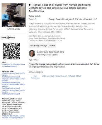 Manual isolation of nuclei from human brain using CellRaft device and ...