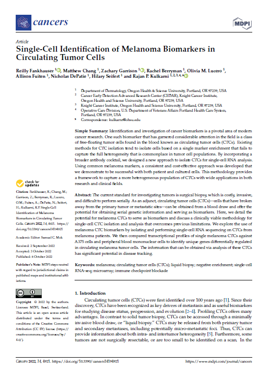 Single Cell Identification of Melanoma