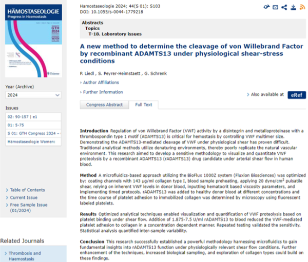 A new method to determine the cleavage of von Willebrand Factor by ...